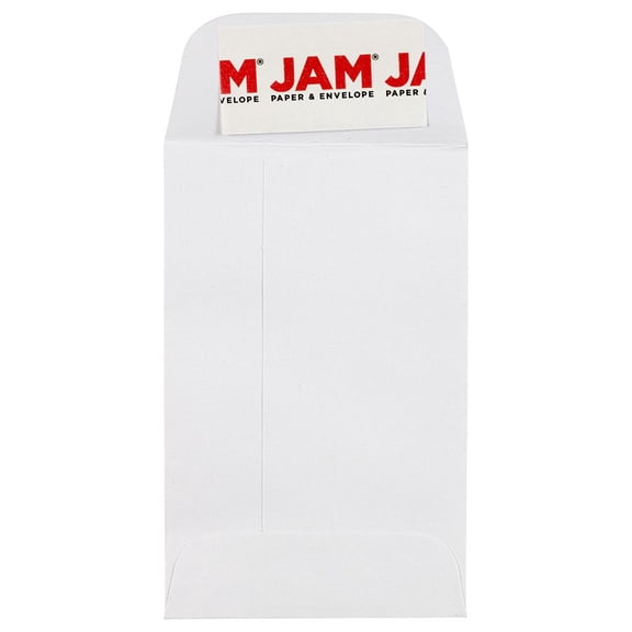 JAM Paper Coin Peel and Seal Envelopes, 2 1/4 x 3 1/2, White, 50 Per Pack