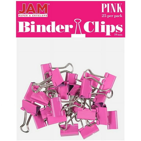 JAM Paper Colorful Binder Clips, Extra Small, 3/5 inch (15 mm), Pink, 30/Pack