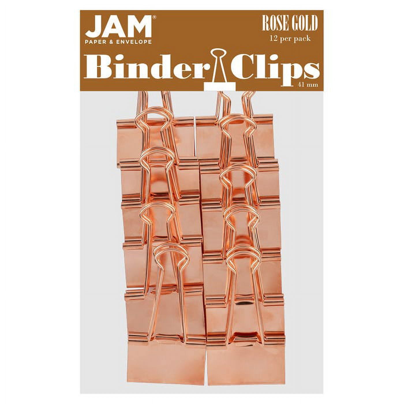 JAM Paper Colorful Binder Clips, Large, 1 1/2 inch (41 mm), Rose Gold, 12/Pack