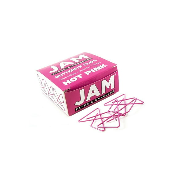 JAM Paper Colorful Butterfly Paper Clips, Pink Paperclips, 15/Pack (332BYFU)