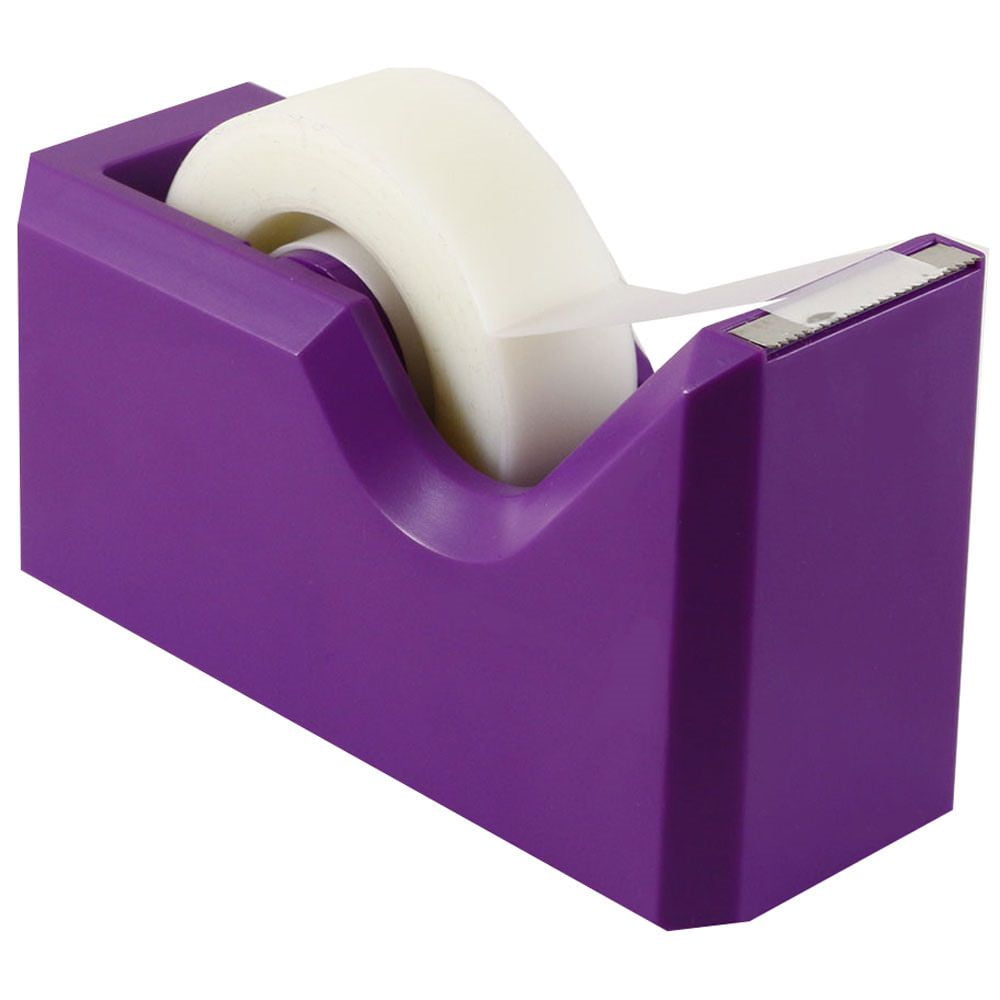 Purple Heavy-Duty Plastic Desk Tape Dispenser