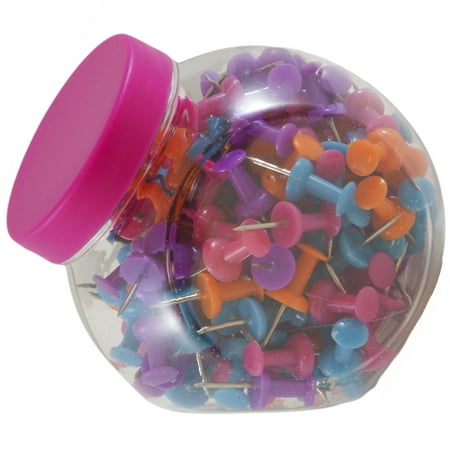 JAM Paper Colorful Push Pins, Assorted Color Jar, 150 per Pack
