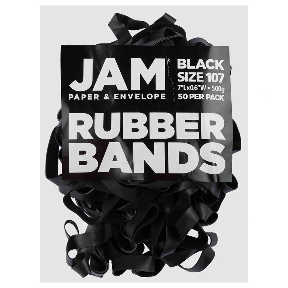 JAM Paper Colorful Rubber Bands, Size 107, Black, 100/Pack