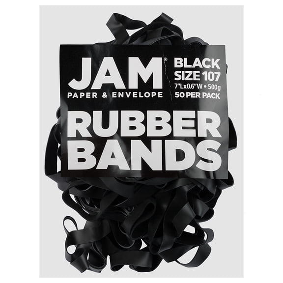 JAM Paper Colorful Rubber Bands, Size 107, Black, 100/Pack