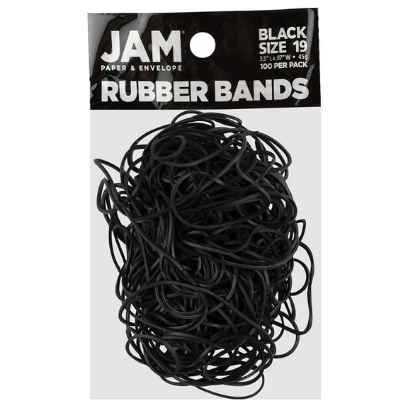 JAM Paper Colorful Rubber Bands, Size 19, Black, 100/Pack