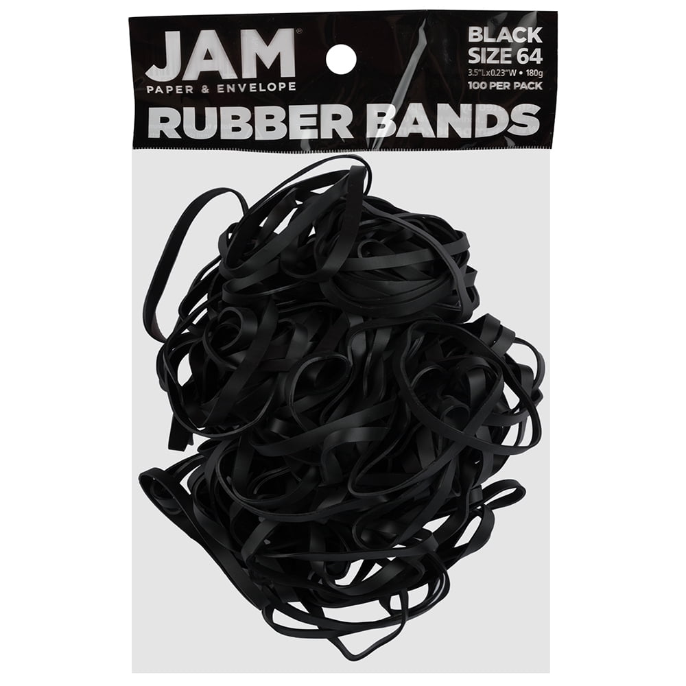 JAM Paper Colorful Rubber Bands, Size 64, Black, 100/Pack JAM Paper Colorful Rubber Bands, Size 64, Black, 100/Pack