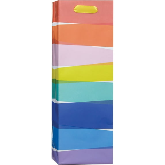 JAM Paper Design Wine Bags, 4 3/4" x 13 7/8" x 3 7/8", Translucent Rainbow, 3/Pack