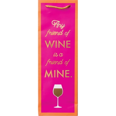 JAM Paper Design Wine Bags, 4.8x13.9x3.9, 3/Pack, Any Friend of Wine