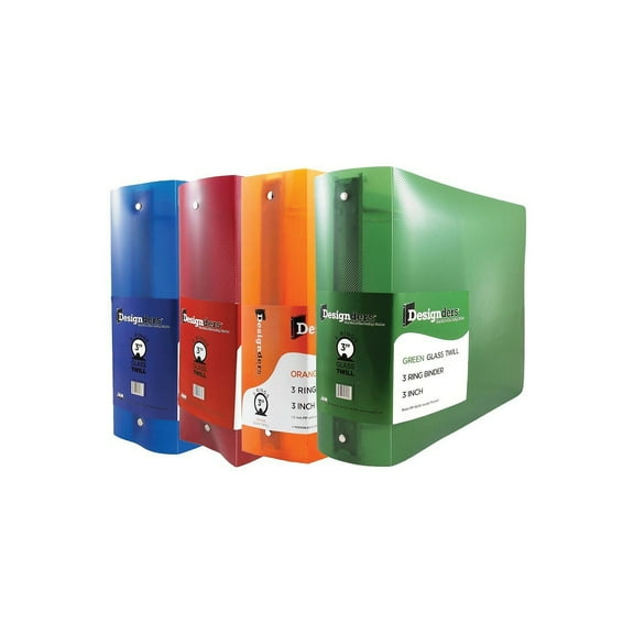 JAM Paper Designders 3" 3-Ring Non-View Poly Binders Assorted 4/Pack (821T3ASSRT)
