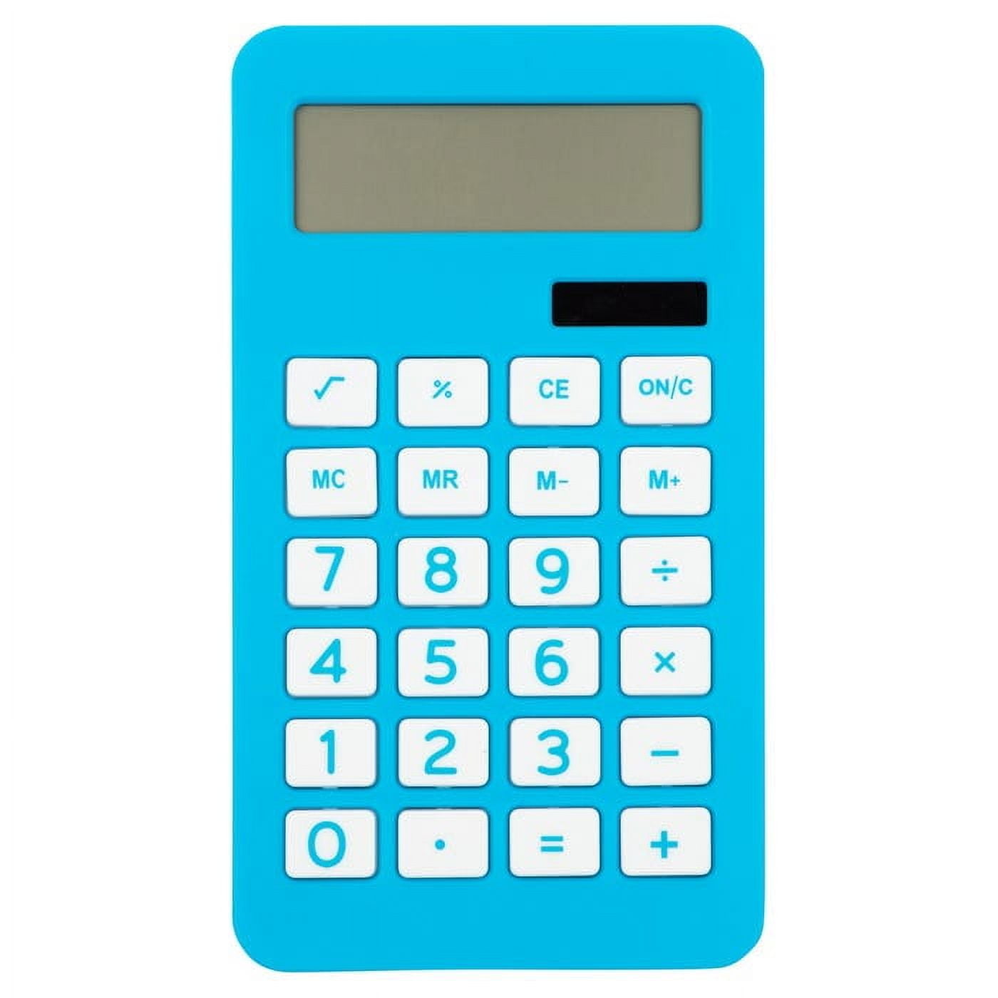 JAM Paper Desktop Calculator, 10 Digit LCD Display, 3 3/4 x 6 3/4 Inches, Blue, Bulk 10/Pack
