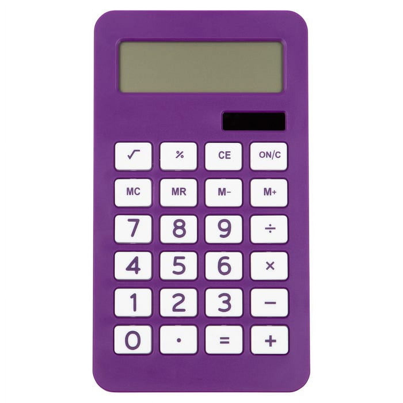 JAM Paper Desktop Calculator, 10 Digit LCD Display, 3 3/4 x 6 3/4 Inches, Purple, 1 Pack