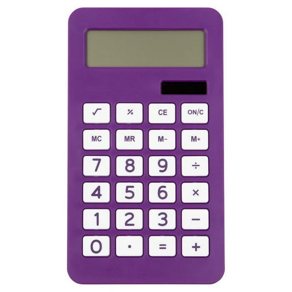JAM Paper Desktop Calculator, 10 Digit LCD Display, 3 3/4 x 6 3/4 Inches, Purple, Bulk 10/Pack