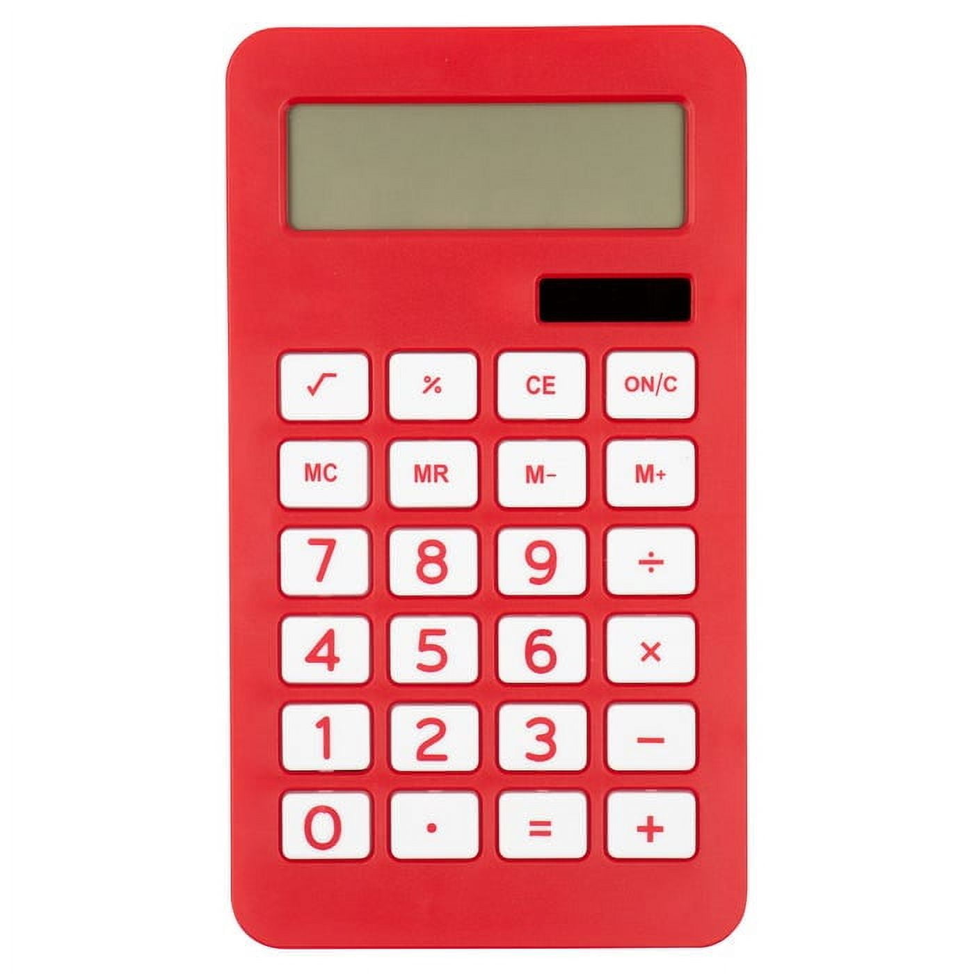 JAM Paper Desktop Calculator, 10 Digit LCD Display, 3 3/4 x 6 3/4 Inches, Red, Bulk 10/Pack
