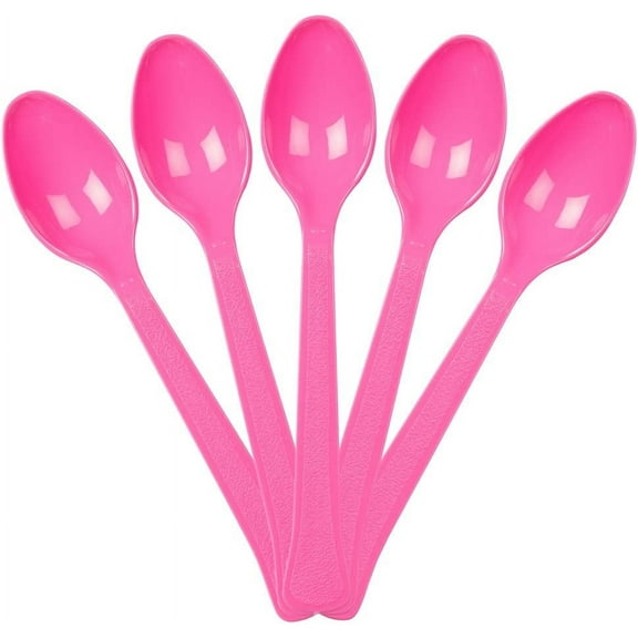JAM Paper Disposable Plastic Spoons Party Pack, Fuchsia Pink, 48/Box