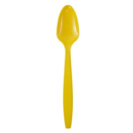 JAM Paper Disposable Plastic Spoons Party Pack, Yellow, 100/Box