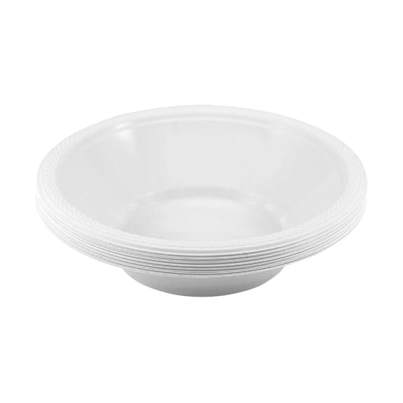 JAM Paper Disposable White Plastic Bowls, 7" Diameter, 20/pack
