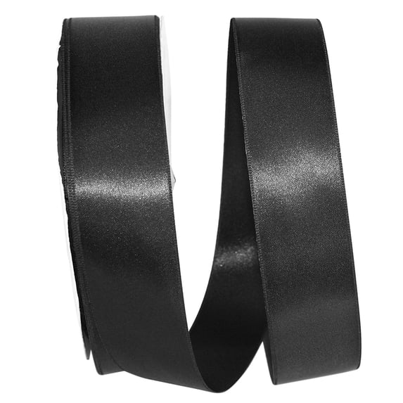 JAM Paper Double Face Satin Black Polyester Ribbon, 3600" x 1.5"