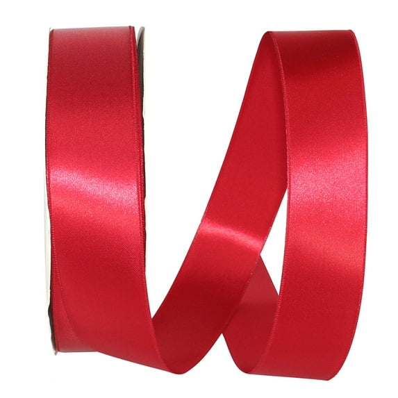 JAM Paper Double Face Satin Scarlet Red Polyester Ribbon, 3600" x 1.5"