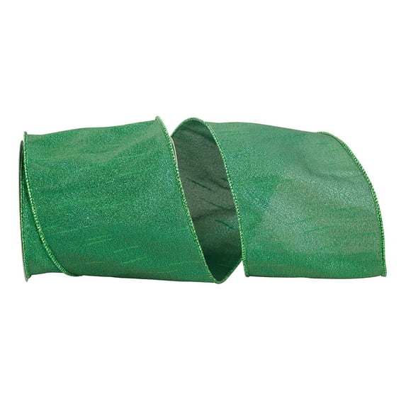 JAM Paper Dupioni Christmas Ribbon, Emerald, 4in x 10yd, 1/Pack
