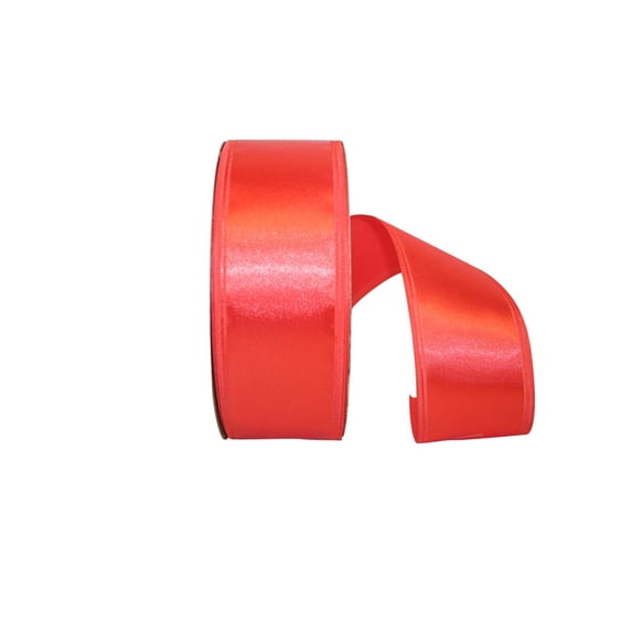 JAM Paper Dyna Satin Ribbon, Rust Red, 2-1/8in x 50yd, 1/Pack