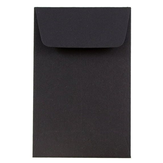 JAM Paper & Envelope #1 Coin Envelopes, 2 1/4 x 3 1/2, Black, 50/Pack