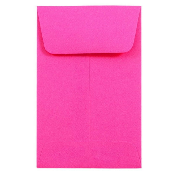 JAM Paper & Envelope #1 Coin Envelopes, 2 1/4 x 3 1/2, Fuchsia Pink, 50/Pack