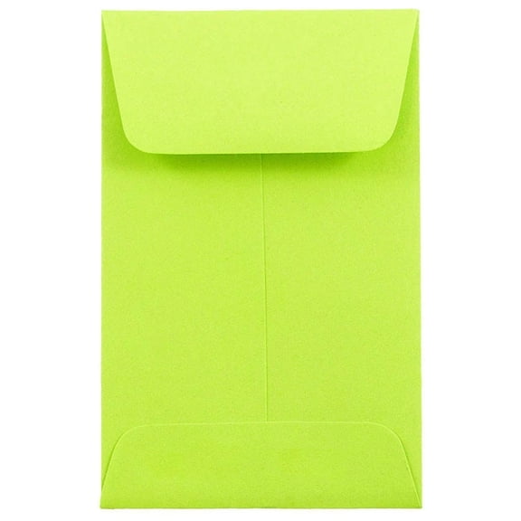 JAM Paper & Envelope #1 Coin Envelopes, 2.25x3.5, Lime Green, 50/Pack