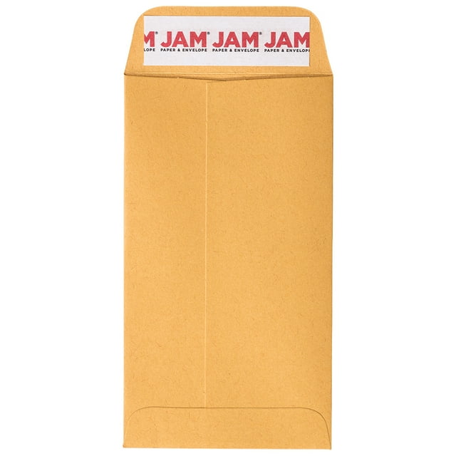 JAM Paper & Envelope 6 Coin Business Envelopes, 3 3/8" x 6", Brown Kraft Manila, 50 Per Pack