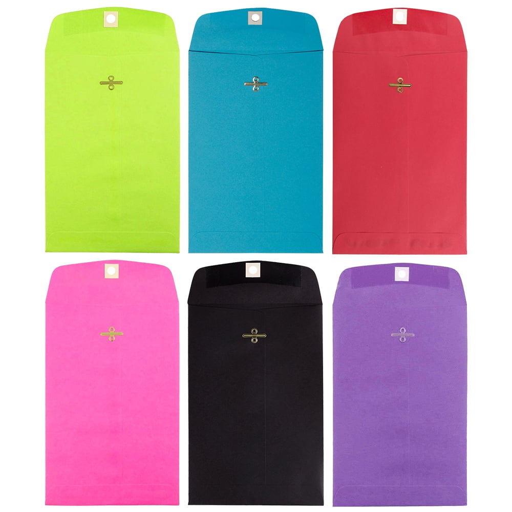 JAM Paper & Envelope 6 x 9 Clasp Envelopes, Assorted, 60/Pack
