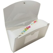 JAM Paper & Envelope Accordion Folders, 13 Pocket Plastic Expanding File, 5 x 10 1/2, Smoke Grey