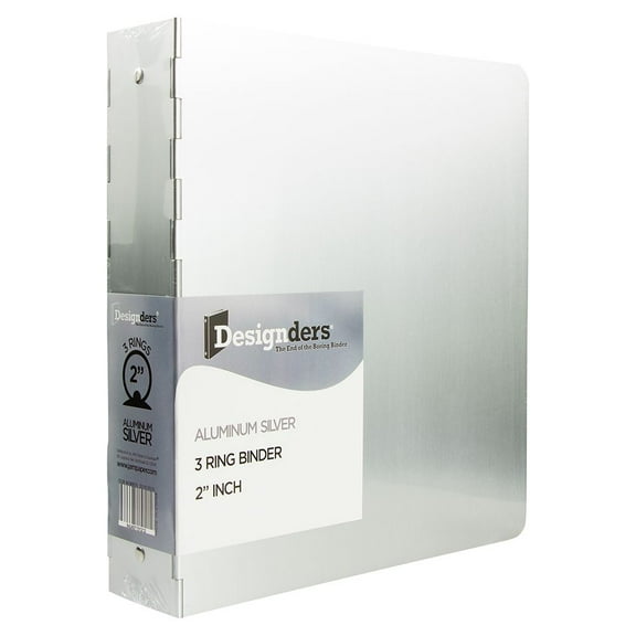 JAM Paper & Envelope Aluminum 2 in Binders, 3 Metal Rings, Silver, 1/Pack