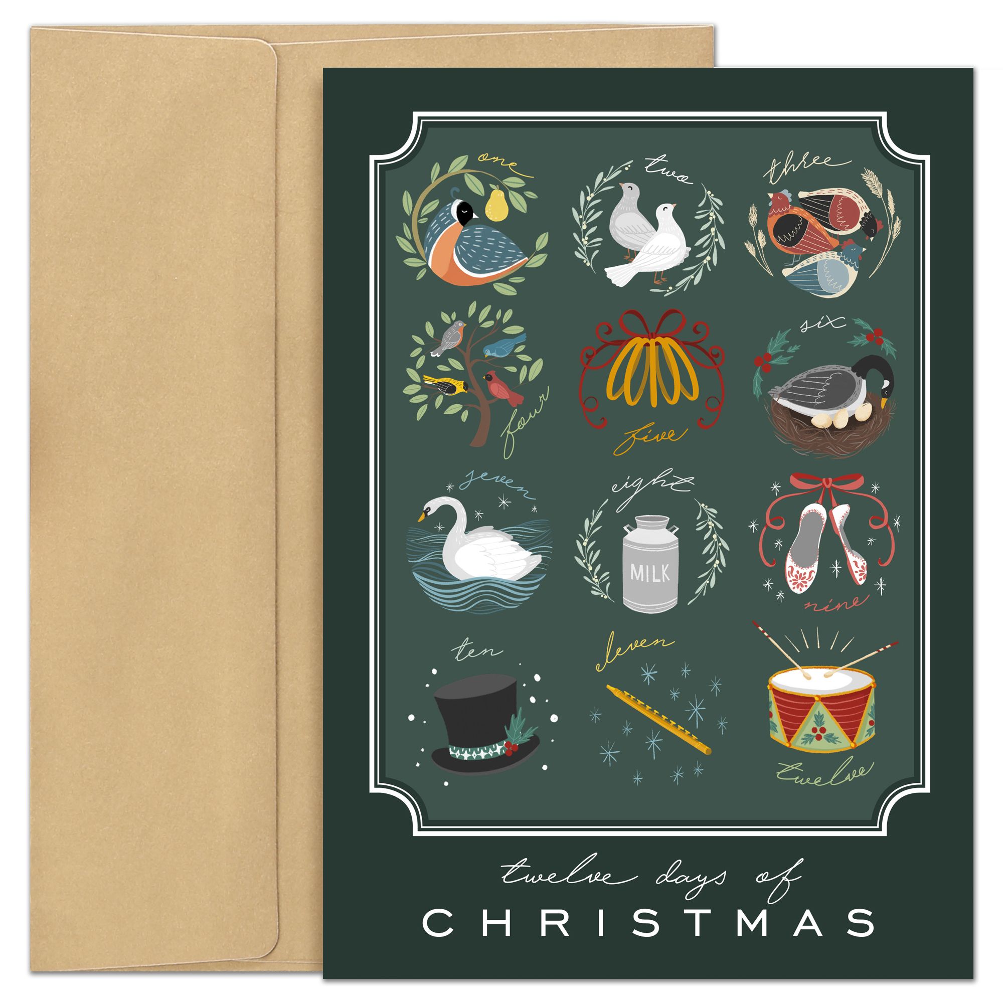 JAM Paper & Envelope Blank Christmas Cards & Matching Envelopes Set, 12