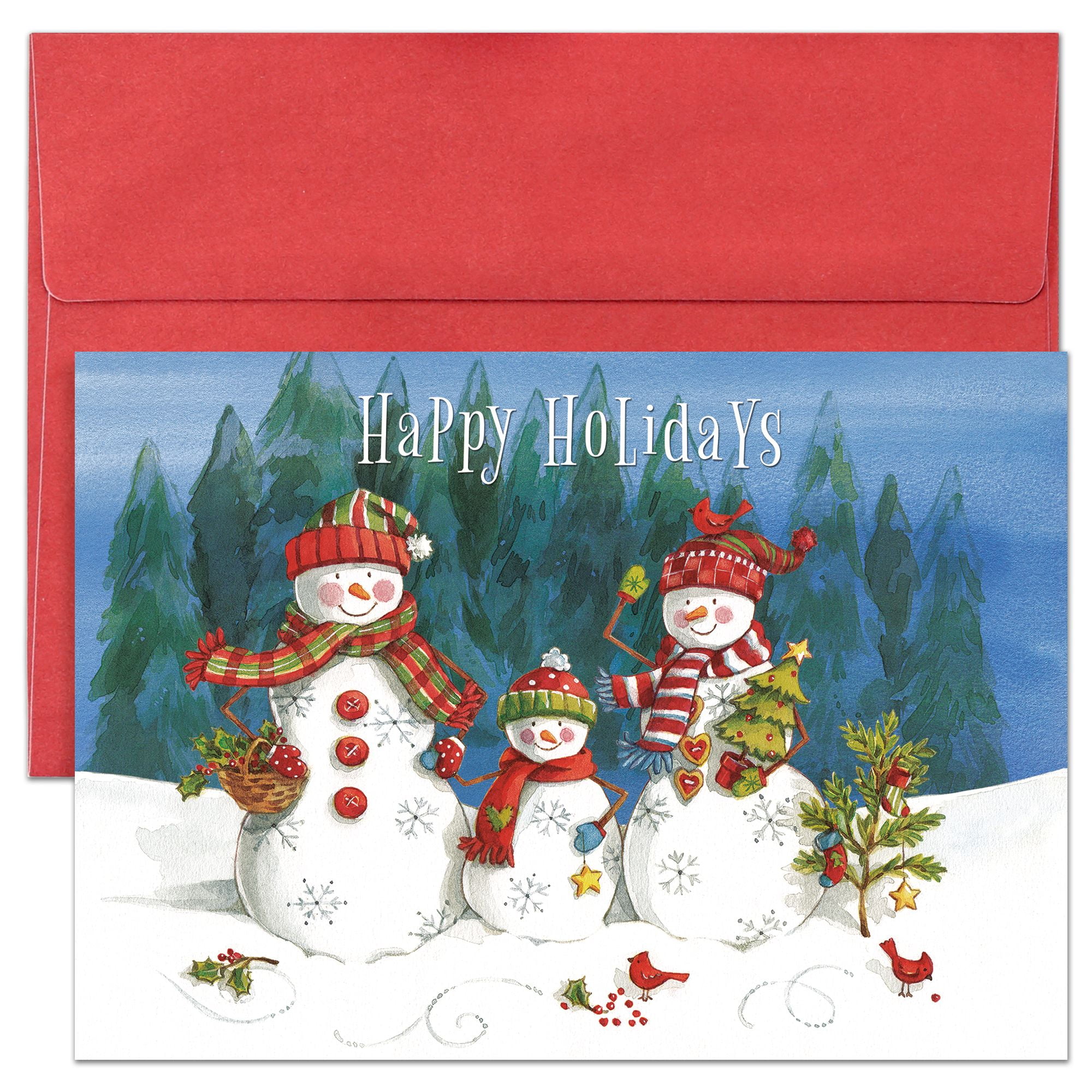 JAM Paper & Envelope Christmas Card Sets, Frosty Family, 16/Pack