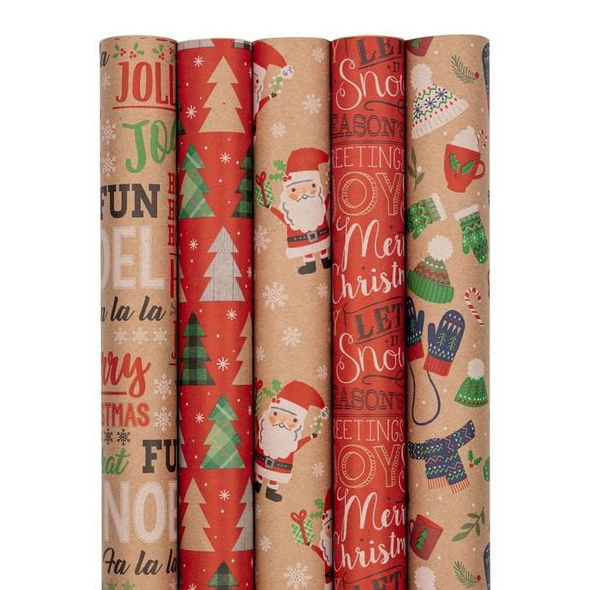 Jam Paper Gift Wrap - Christmas Kraft Wrapping Paper - 25 Sq ft, Green Trees