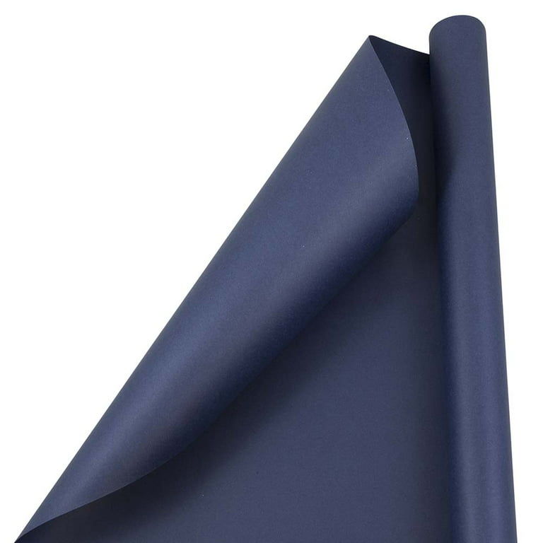 Jam Paper & Envelope Navy Cobalt Blue Matte Gift Wrapping Paper, All Occasion, 25 Sq. ft, 2 Pack