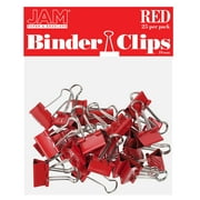 JAM Paper & Envelope Colorful Binder Clips, Small, 3/4 inch (19 mm), Red Binder Clips, 25/Pack
