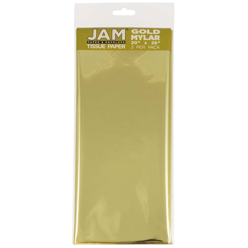 JAM Paper \u0026 Envelope Gift Tissue Paper, Gold Mylar, 3 Sheets/Pack