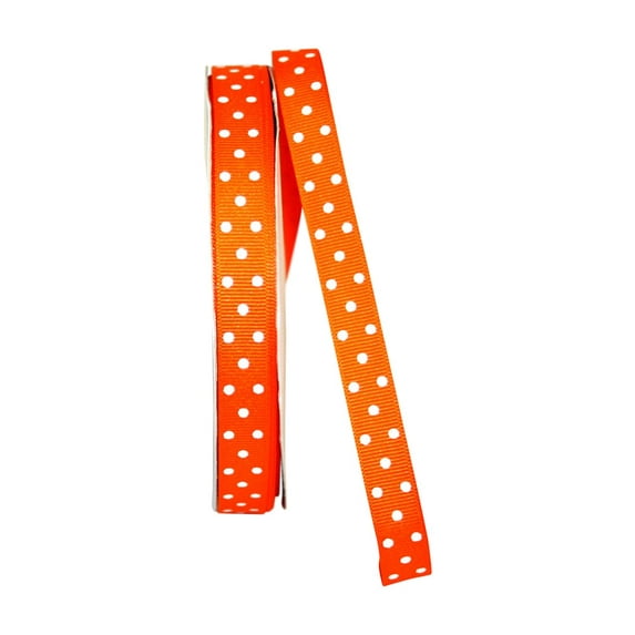 JAM Paper Grosgrain Polka Dot All Occasion Orange Polyester Ribbon, 1800 x 0.62