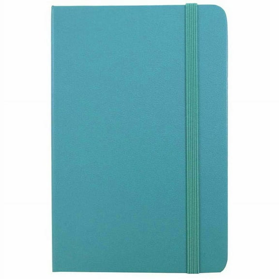 JAM Paper Hardcover Notebook with Elastic Band, Travel Size Journal, 4 x 6, Caribbean Blue, 70 Lined Sheets, Sold Individually