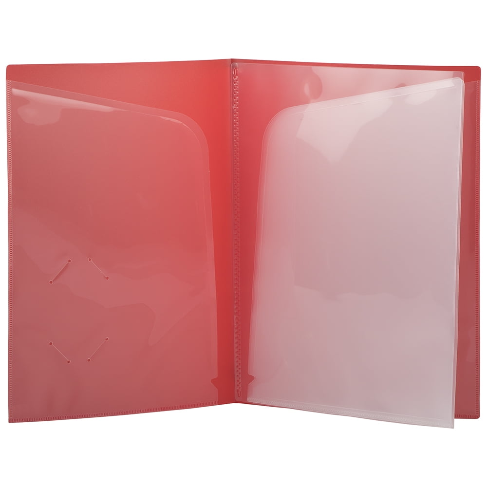 JAM Paper & Envelope Heavy Duty Plastic Multi High Pocket Folders, 6 Pocket Organizer, Red, 20/Pack