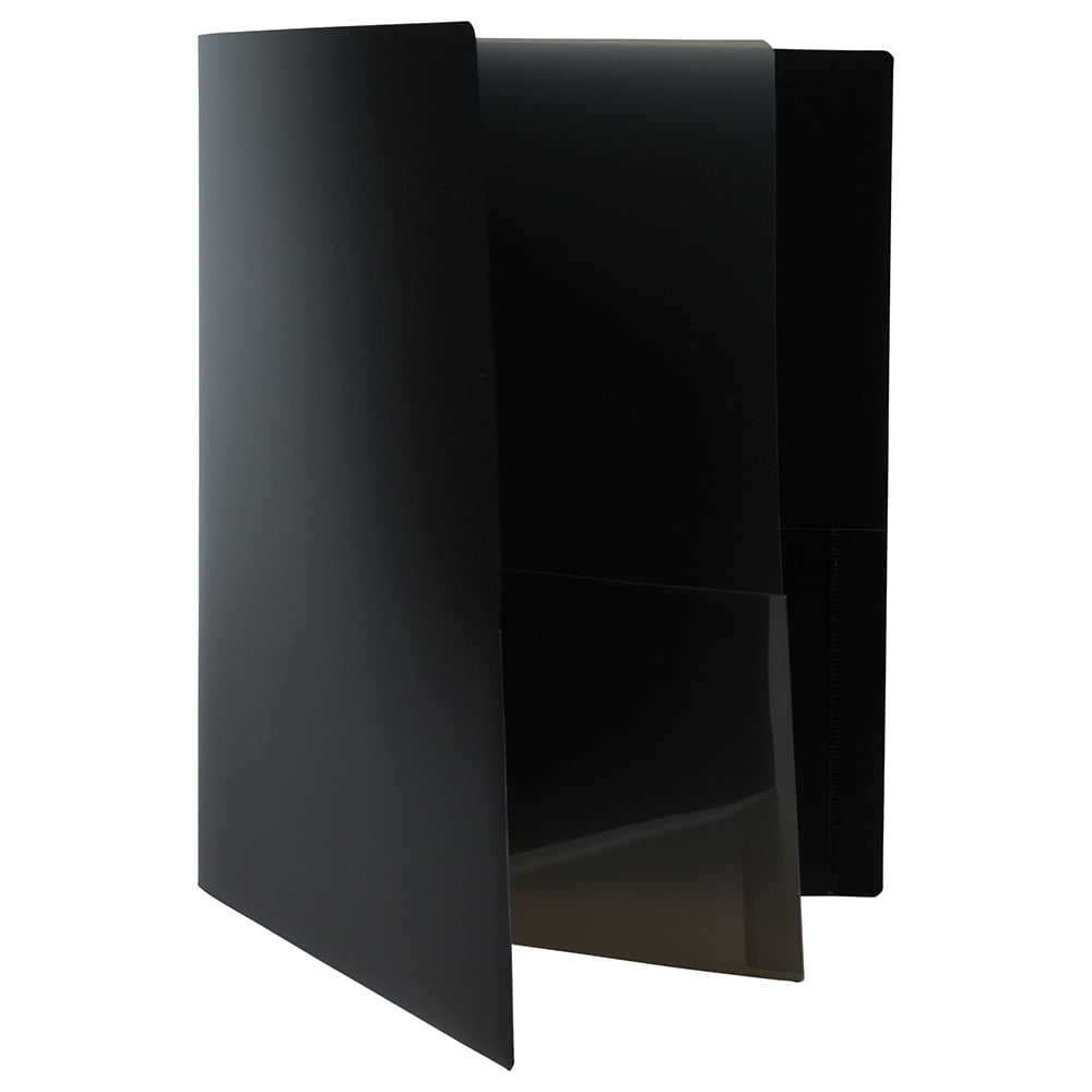 JAM Paper Heavy Duty Plastic Multi Pocket Folders, 4 Pocket Organizer, Black, Bulk 72/Pack