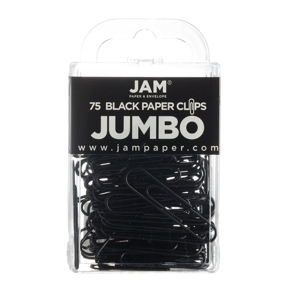 JAM Paper & Envelope Jumbo Paper Clips, Black, 75/Pack, Large