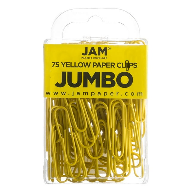 JAM Paper Jumbo Paper Clips, Yellow, 75/Pack, Large