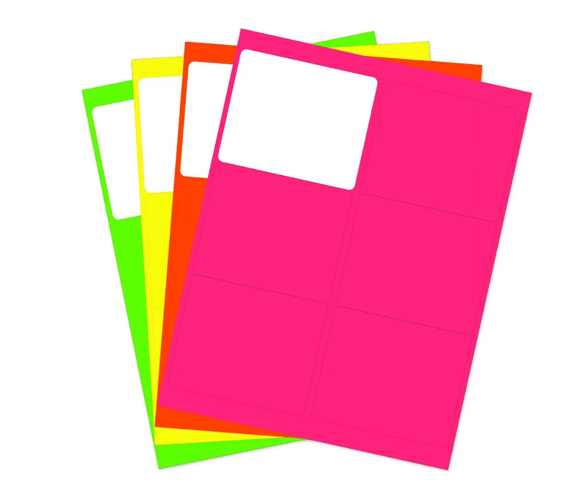 JAM Paper & Envelope Large Shipping Address Labels, 3 1/3 x 4, Neon Multicolor, 120/Pack