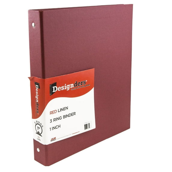 JAM Paper Linen 1 in Binders, 3 Metal Rings, Red, 1/Pack