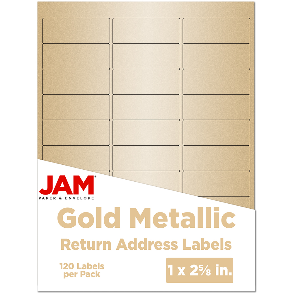 JAM Paper Mailing Address Labels, Small, 1" x 2 5/8", Antique Gold