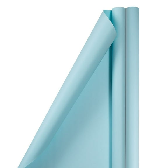 JAM Paper & Envelope Matte Light Baby Blue Wrapping Paper, Baby Shower, 25 Sq. ft, 2 Pack