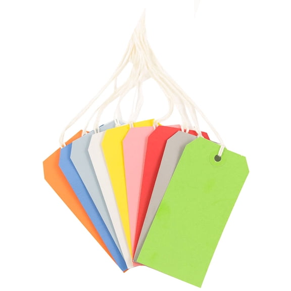 JAM Paper & Envelope Medium Multi-color Cardboard Gift Tags, with String 4.75" x 2.37" x 2" (60 Count)