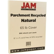 JAM Paper & Envelope Parchment Cardstock, 8.5 x 11, 250 per Pack, 65lb Natural Recycled