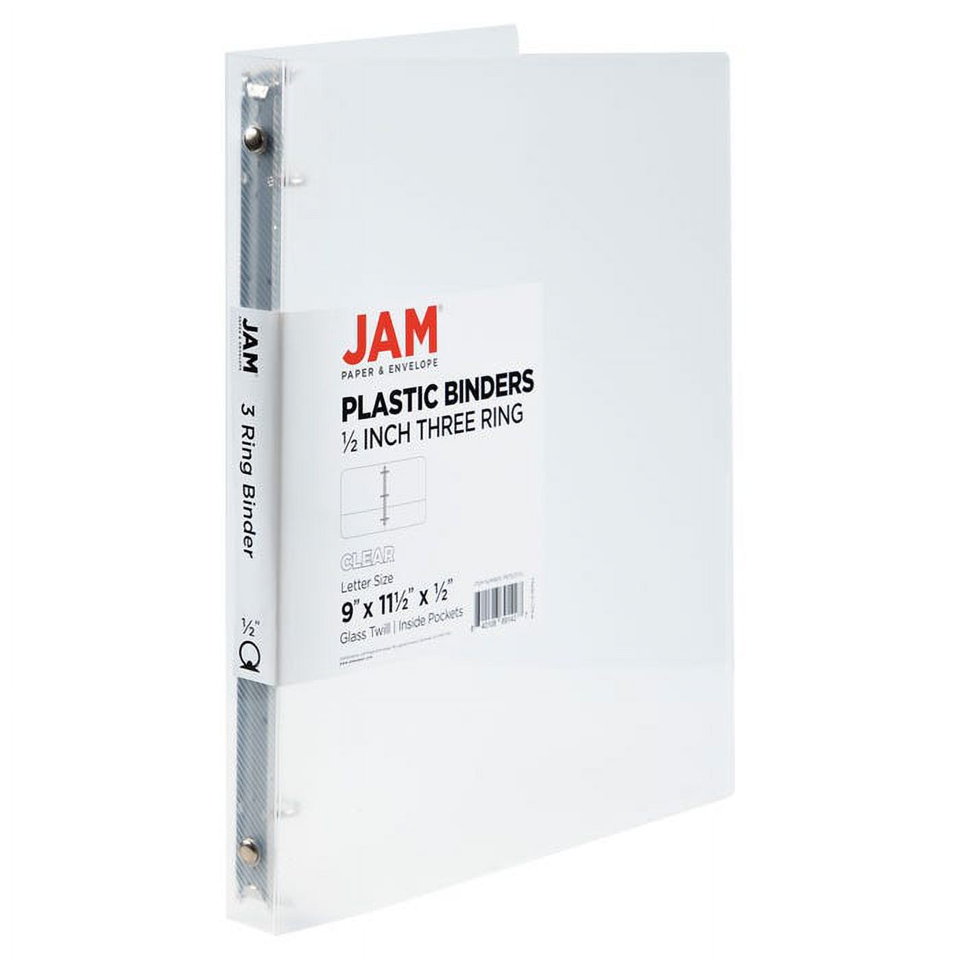 JAM Paper \u0026 Envelope Plastic Binder, 11.5 x 10.25 x 1/2 in, Clear, 1 Pack